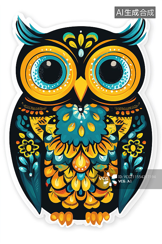 【AI数字艺术】艺术风格彩绘猫头鹰图片素材
