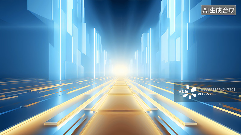 【AI数字艺术】人工智能智慧生态网络商务科技蓝色背景图片素材