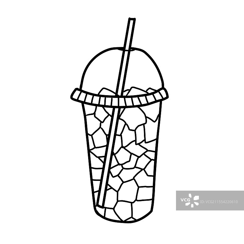 可乐、冰茶，里面有冰块和吸管图片素材