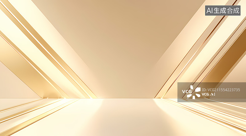 【AI数字艺术】金色光影下的空间艺术图片素材