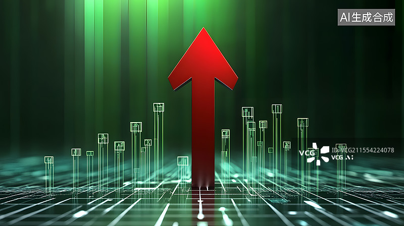 【AI数字艺术】红色正向增长的箭头图片素材