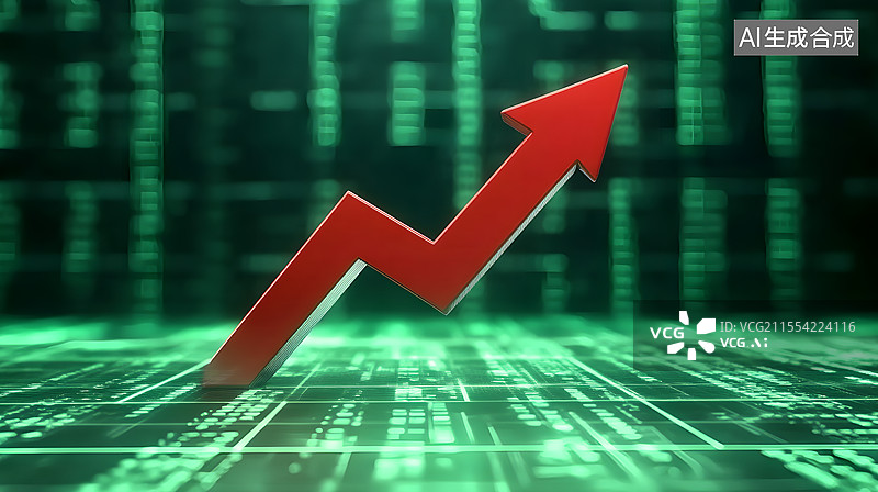 【AI数字艺术】红色正向增长的箭头图片素材