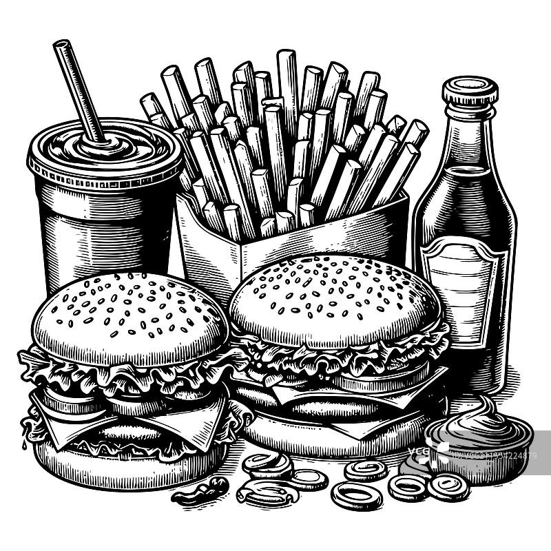 快餐盛宴雕刻图片素材