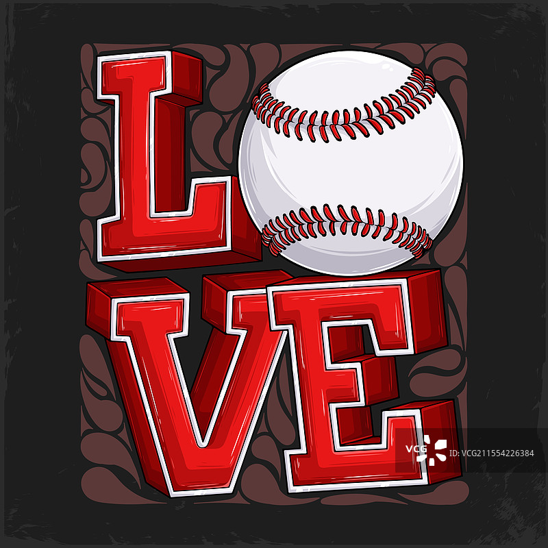 手绘的“爱”字，采用棒球的颜色。图片素材