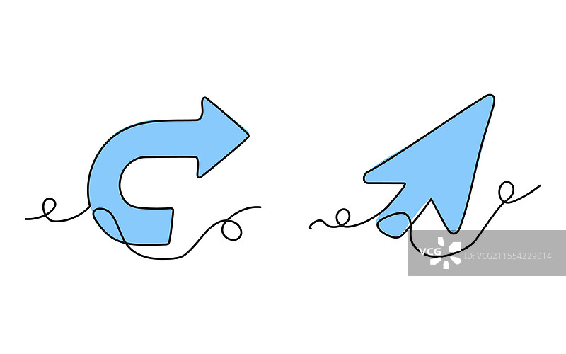 连续线条绘制风格的光标和箭头图片素材