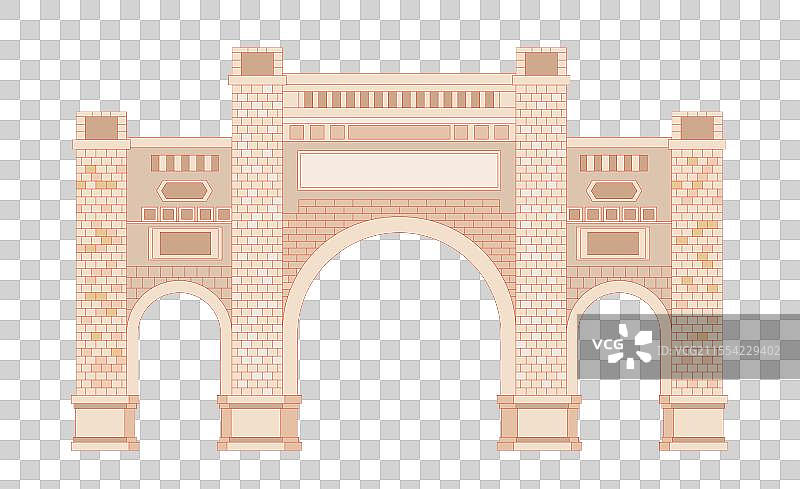 国风新中式矢量建筑插画元素—江苏 连云港 连云港老街图片素材