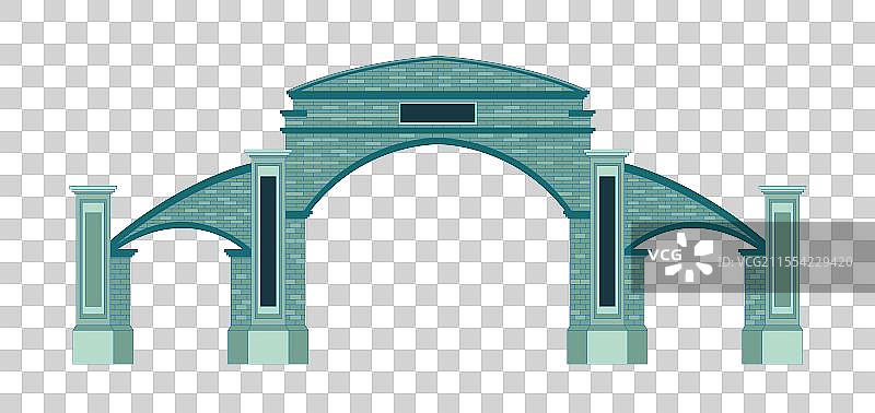 国风新中式矢量建筑插画元素—江苏 连云港 民主路老街图片素材