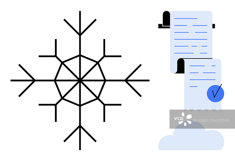 极简设计中的雪花与文件图片素材