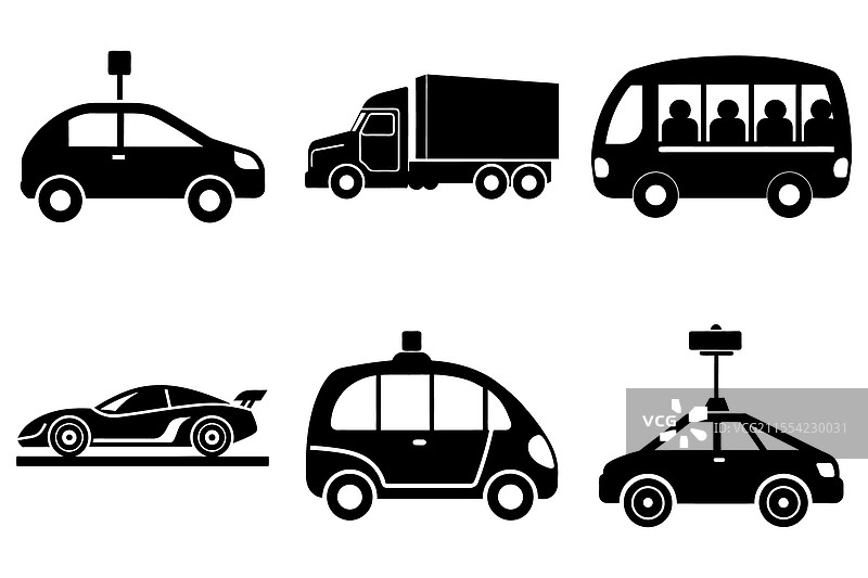 电动车扁平设计套件图片素材