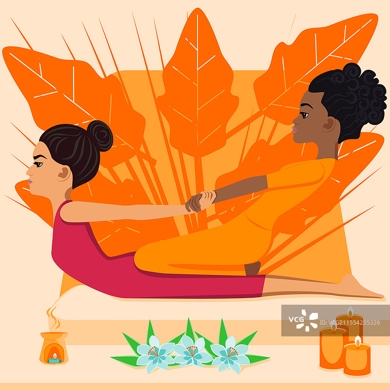 泰式按摩疗法，非洲和东亚民族图片素材