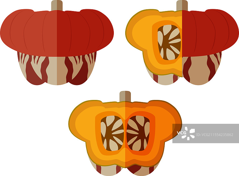 一组平面设计的头巾南瓜图片素材