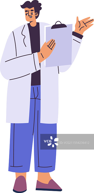 穿着外套的男性科学家角色站立着图片素材