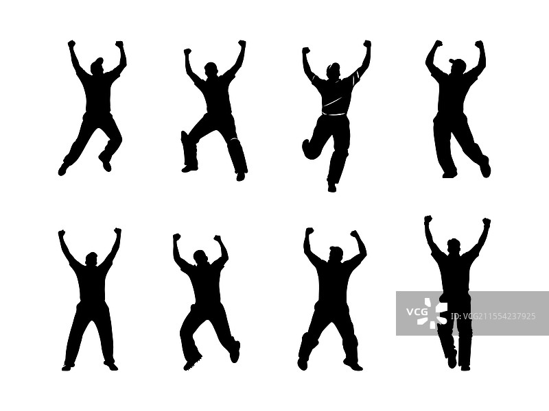 保龄球手庆祝出局的剪影，适合体育主题图片素材