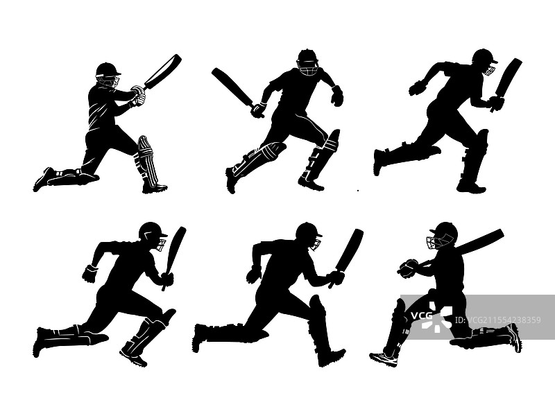 板球运动员奔跑的剪影 体育图片素材