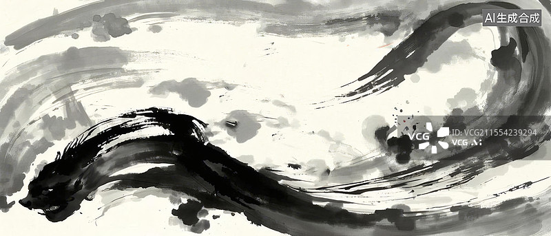 【AI数字艺术】水墨游龙展神韵 墨韵龙影逸风华图片素材