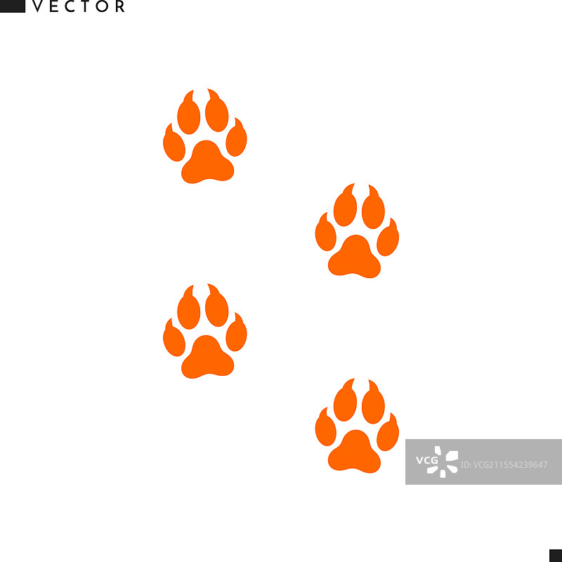 美洲红狐爪印剪影图片素材