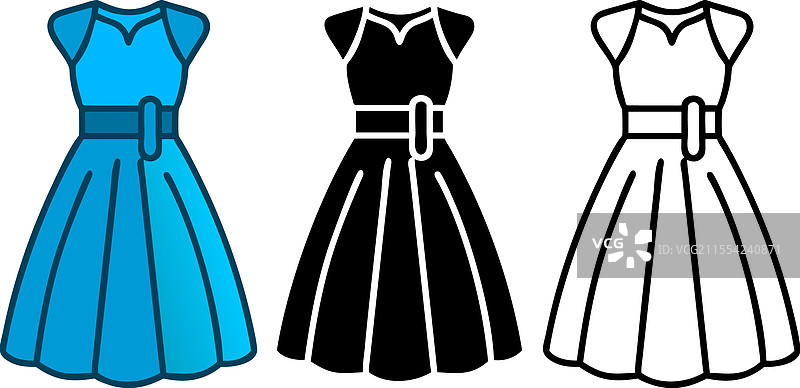 优雅的无袖蓝黑色连衣裙设计图片素材