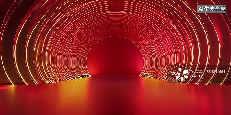 【AI数字艺术】红色发光展台背景图片素材