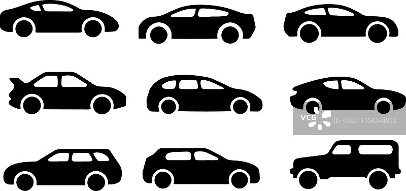 各种汽车模型的简单线条艺术图片素材
