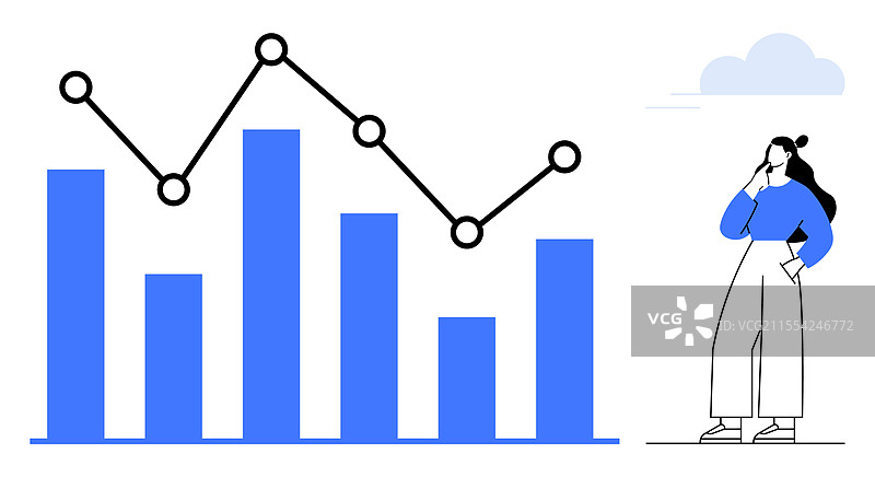 使用柱状图和折线图分析数据趋势图片素材