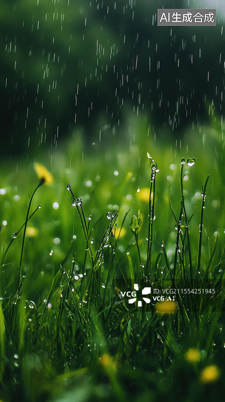 【AI数字艺术】草地上的雨露图片素材