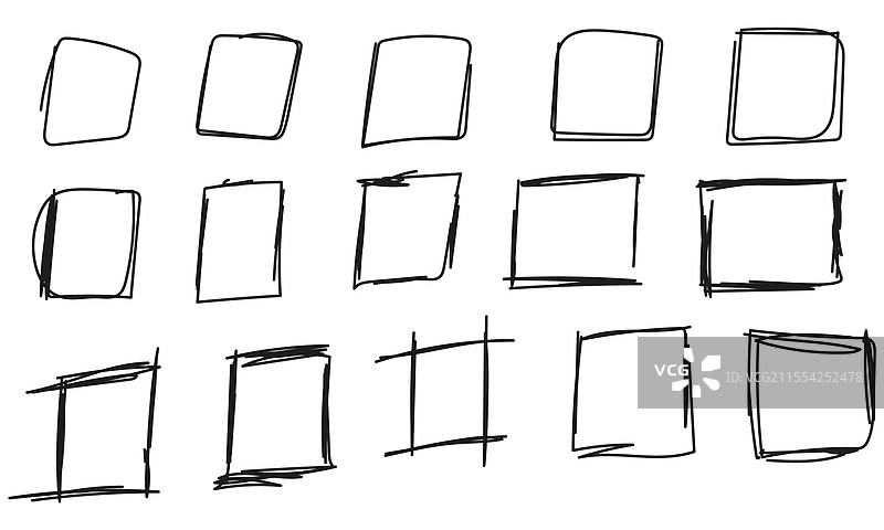 方形矩形磨损风格素描集图片素材