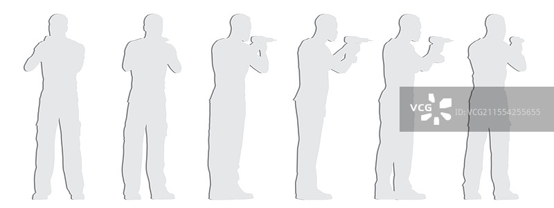 灰色纸剪影的建筑工人图片素材