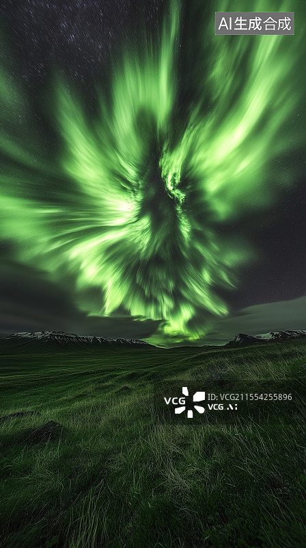 【AI数字艺术】夜空中的绿色奇迹图片素材