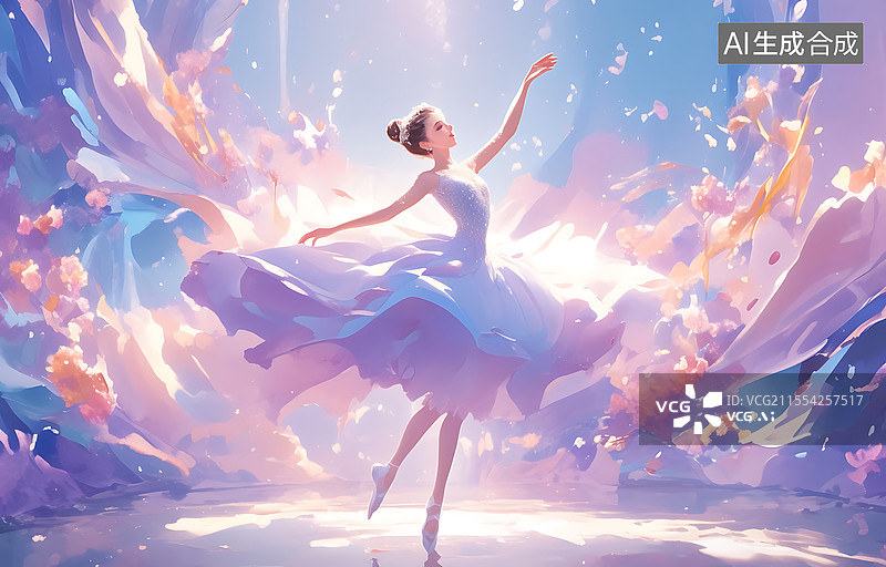 【AI数字艺术】穿裙子跳舞的女孩图片素材