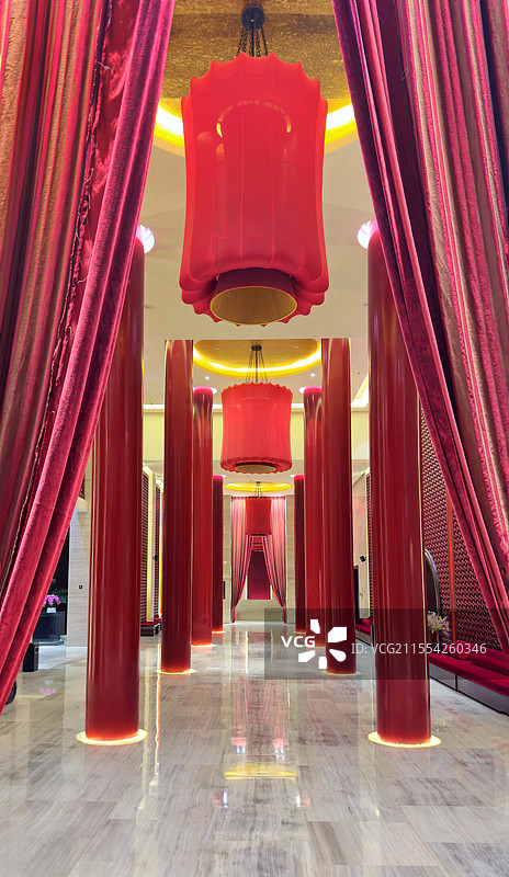 现代中式风格的酒店大堂图片素材