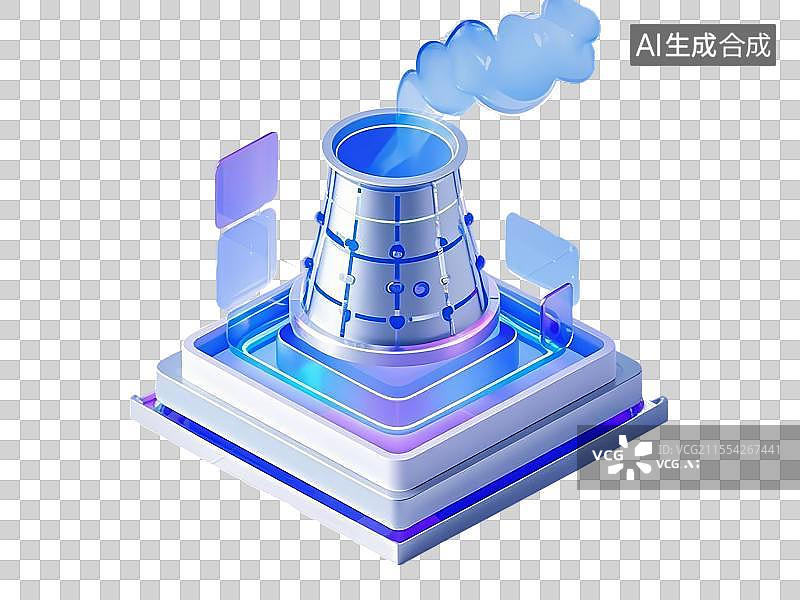 【AI数字艺术】透明背景的3D烟囱冒烟图标图片素材