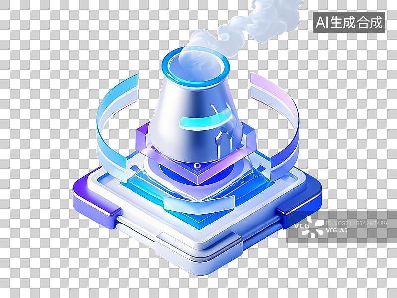 【AI数字艺术】透明背景的3D烟囱冒烟图标图片素材
