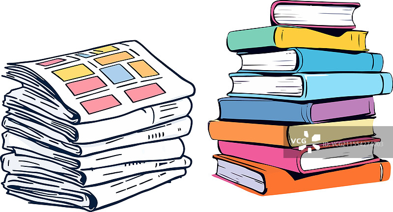 一堆报纸和书籍的象征图片素材