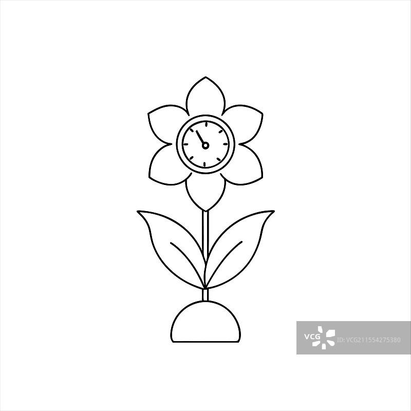从复古时钟中绽放的花朵图片素材