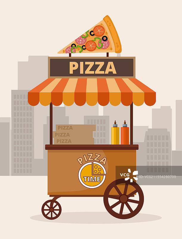 披萨餐车与街头披萨美食图片素材