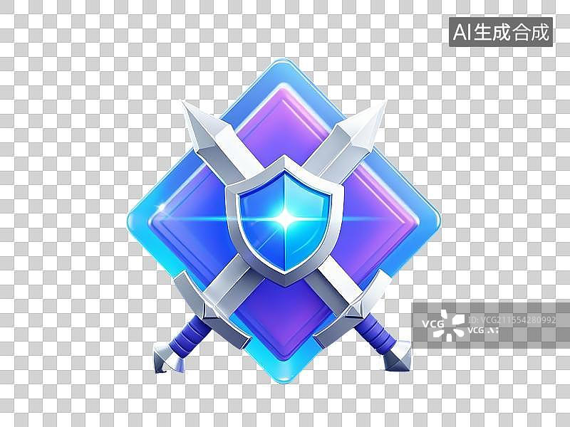 【AI数字艺术】两把剑和护盾图标图片素材