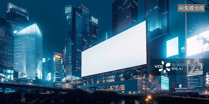 【AI数字艺术】城市夜景广告牌图片素材