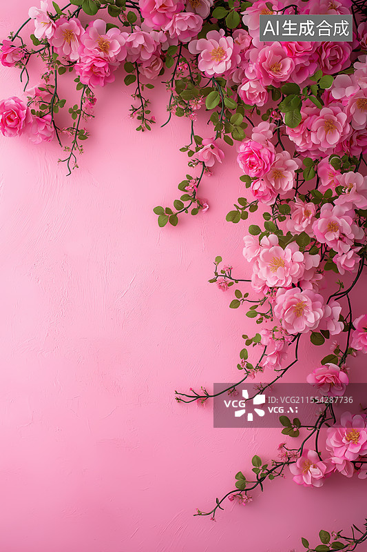 【AI数字艺术】玫瑰花在墙上盛开图片素材