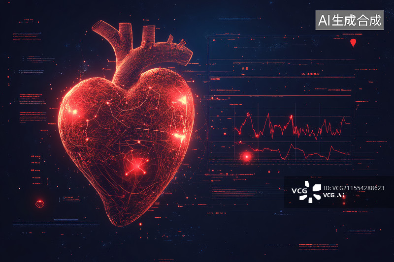 【AI数字艺术】一颗人类心脏医学背景图图片素材