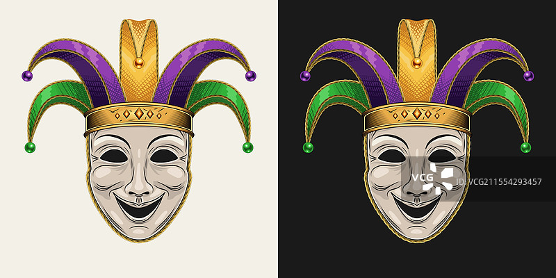 小丑帽上的喜剧面具图片素材