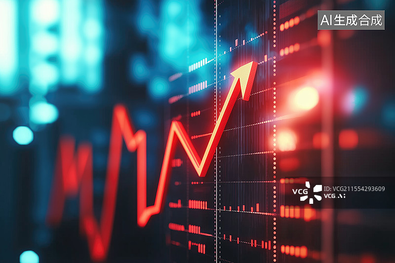 【AI数字艺术】城市背景下k线和上升的线条图片素材