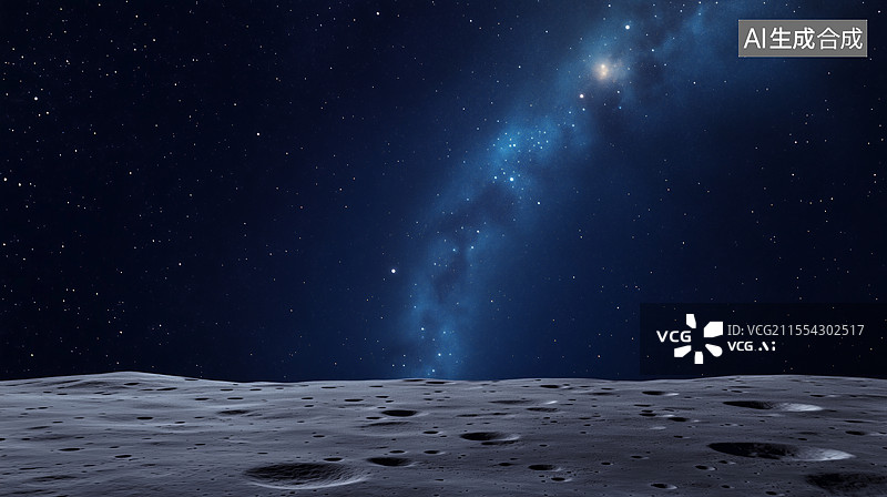 【AI数字艺术】从月球表面看到的浩瀚的银河系图片素材