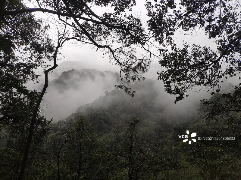 雾天的贺州姑婆山风景图片素材