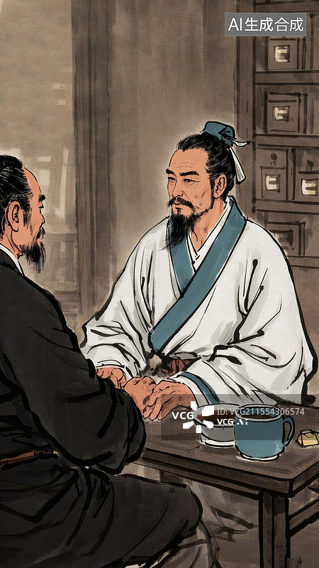 【AI数字艺术】张仲景诊脉图图片素材