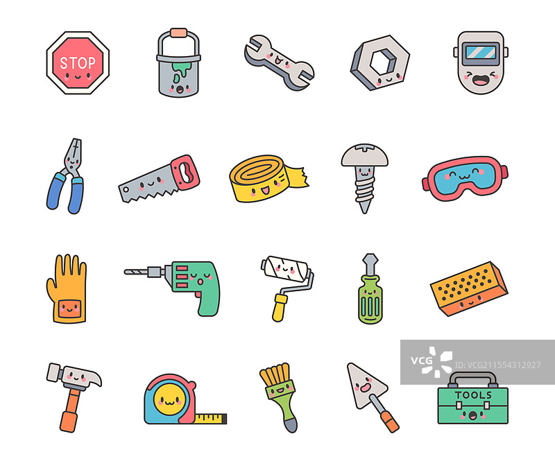 可爱的卡通角色萌物套装图片素材