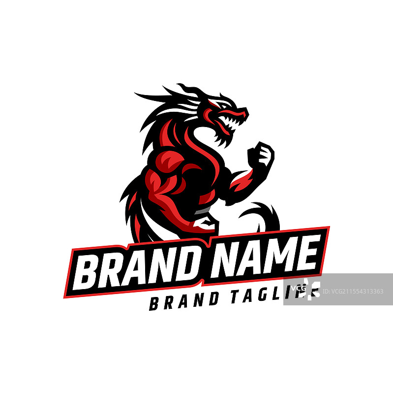 凶猛的龙类拟人角色标志图片素材