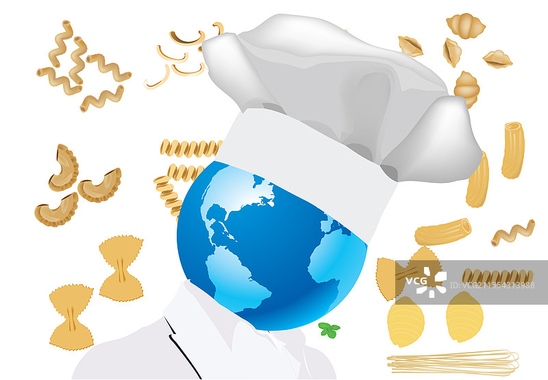 穿着制服的地球厨师被包围着图片素材