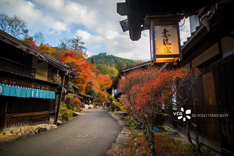 亚洲日本长野县中山道妻笼宿的风光图片素材