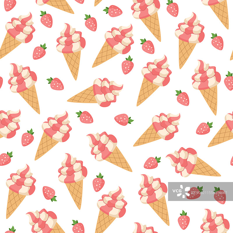 草莓冰淇淋甜筒和草莓图片素材