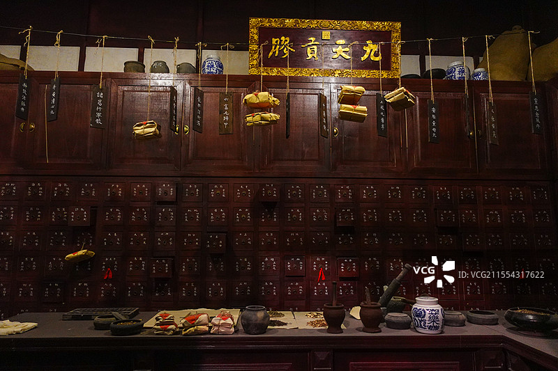 山东博物馆近代历史发展经济文化展览近代中药房图片素材